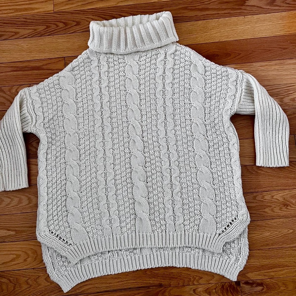 Cozy Cable Knit Turtleneck Sweater - oversized style